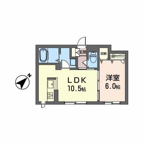 ジオベレオT(1LDK/1階)の間取り写真