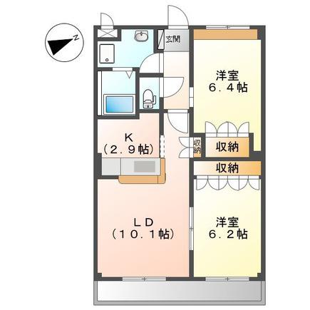 テンダーハウス(2LDK/2階)の間取り写真