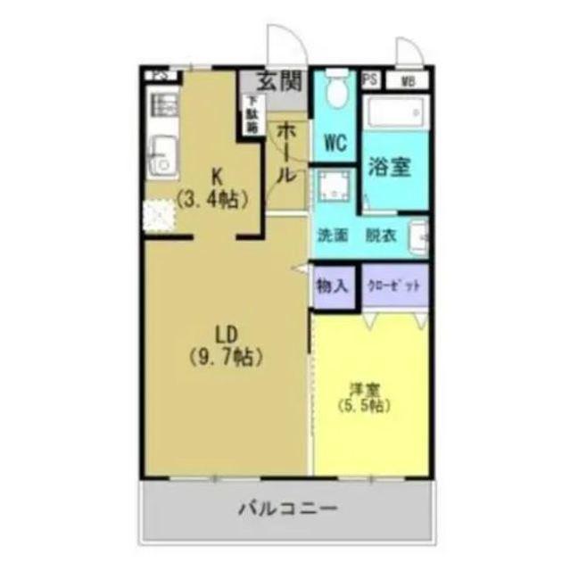 アイランド神水II(1LDK/1階)の間取り写真