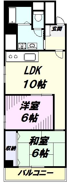 グランドール久米川(2LDK/4階)の間取り写真