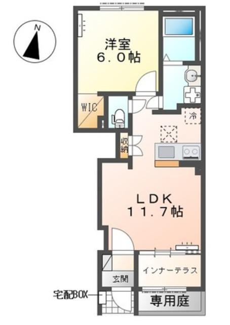 沼津市大岡字狭間アパート(1LDK/1階)の間取り写真
