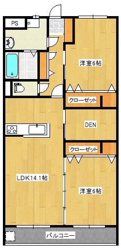 インペリアル新山口(2SLDK/1階)の間取り写真