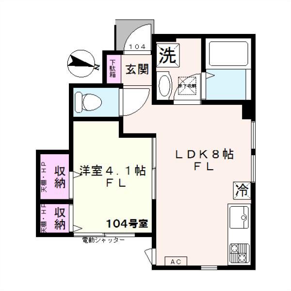 T COURT(1LDK/1階)の間取り写真