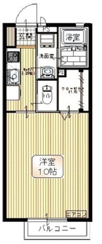 クララレーベン(1K/2階)の間取り写真