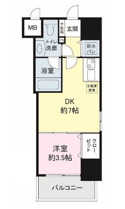 イグレック南本町(1DK/4階)の間取り写真