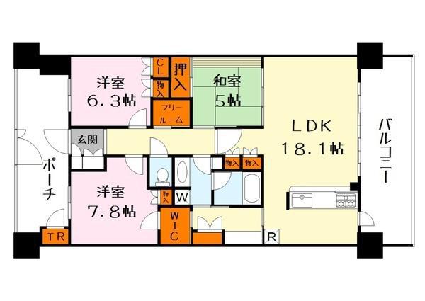 ステーシア守山駅前(3LDK/5階)の間取り写真