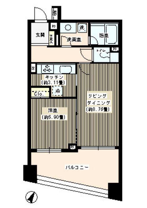 パトリス26 パトリス26(1LDK/8階)の間取り写真