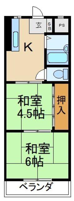 栄光サンプラザ(2K/2階)の間取り写真