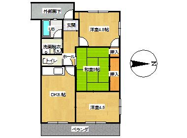 富谷マンション(3DK/3階)の間取り写真