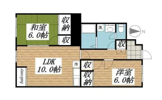 サンライズ97(2LDK/3階)の間取り写真