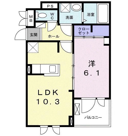 グランデ28(1LDK/2階)の間取り写真