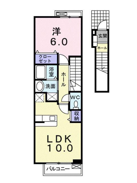 ブルームンA(1LDK/2階)の間取り写真