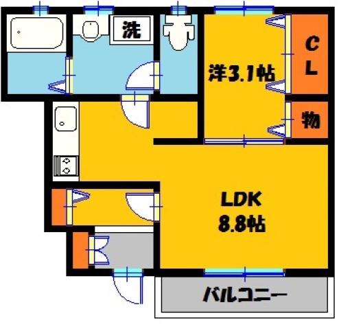 ひえいる館(1K/1階)の間取り写真