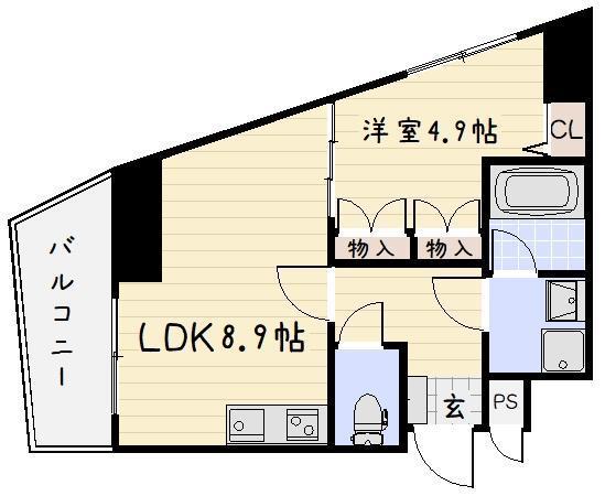 オールセインツ(1LDK/12階)の間取り写真