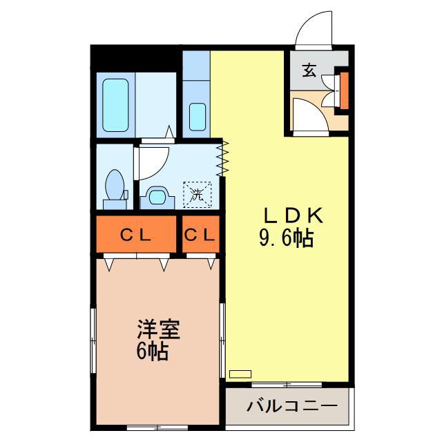 ＪＲ宇都宮線 小山駅 徒歩15分 3階建 築22年(1LDK/2階)の間取り写真