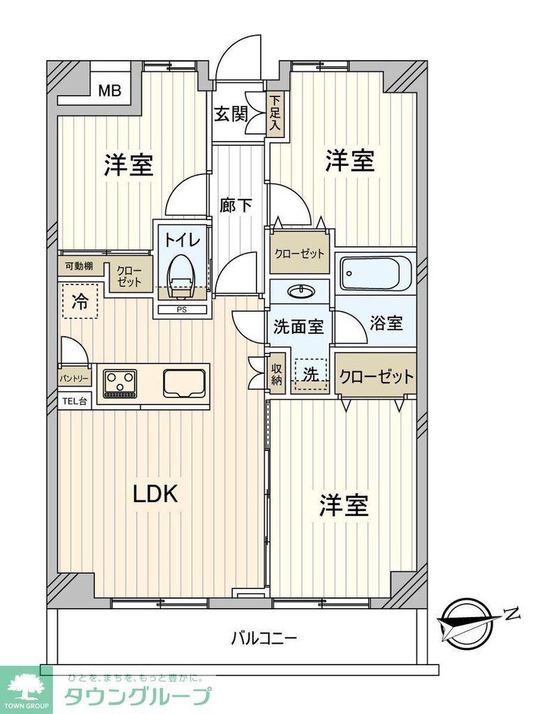 ライベスト武蔵小金井(3LDK/7階)の間取り写真