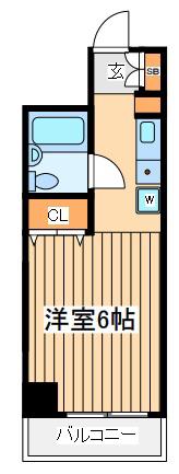 クレール玉川学園前(ワンルーム/6階)の間取り写真