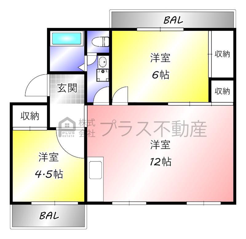 リバーハイツ(2LDK/1階)の間取り写真