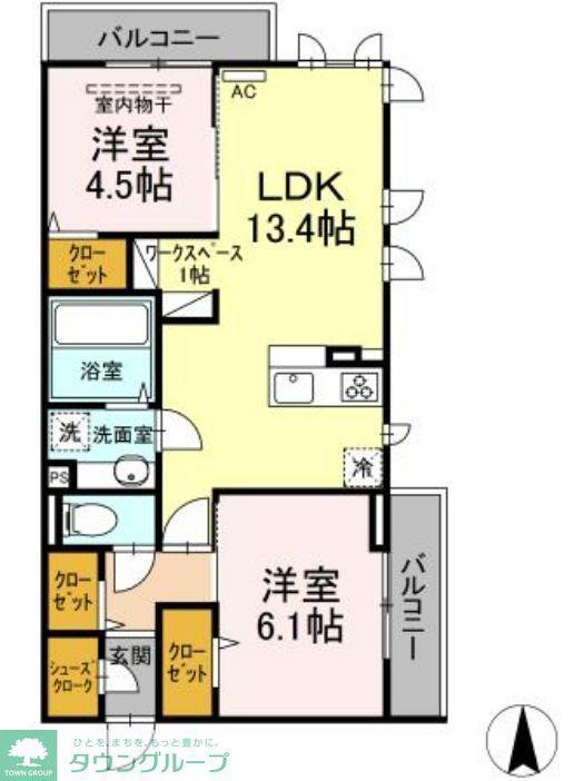 フェリーチェ(2LDK/2階)の間取り写真