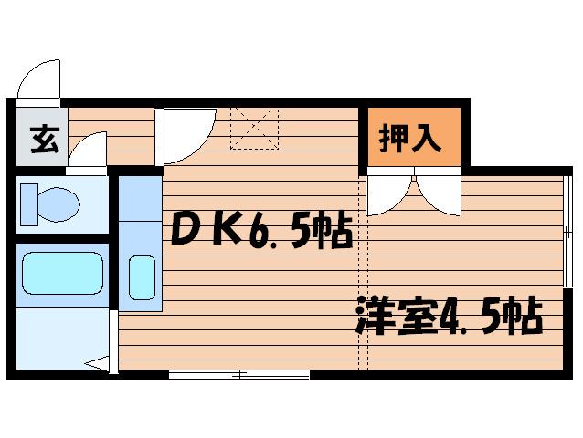 ヒュース八軒A(1DK/1階)の間取り写真