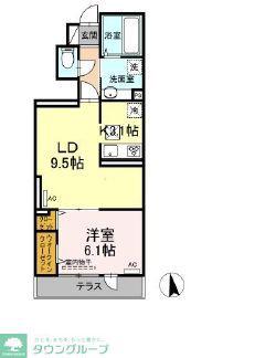 アナシエ下連雀(1LDK/1階)の間取り写真