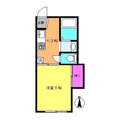 アローズIII(1K/2階)の間取り写真