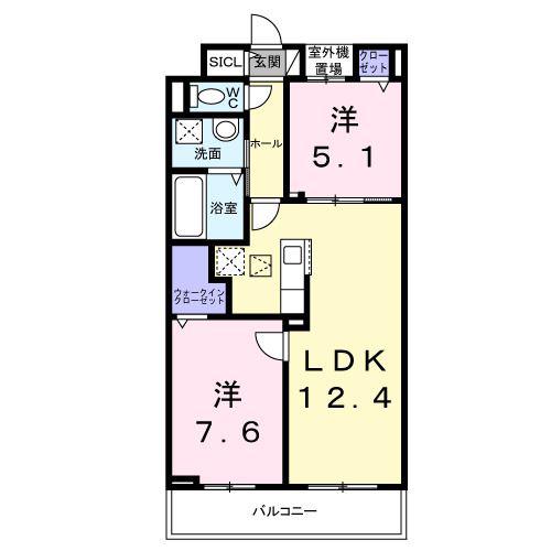 ローズ スクエア(2LDK/1階)の間取り写真