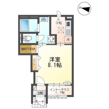 スターテラスII日吉台(1K/1階)の間取り写真