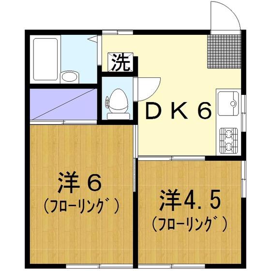 ロイヤルパレスマミヤ(2DK/1階)の間取り写真