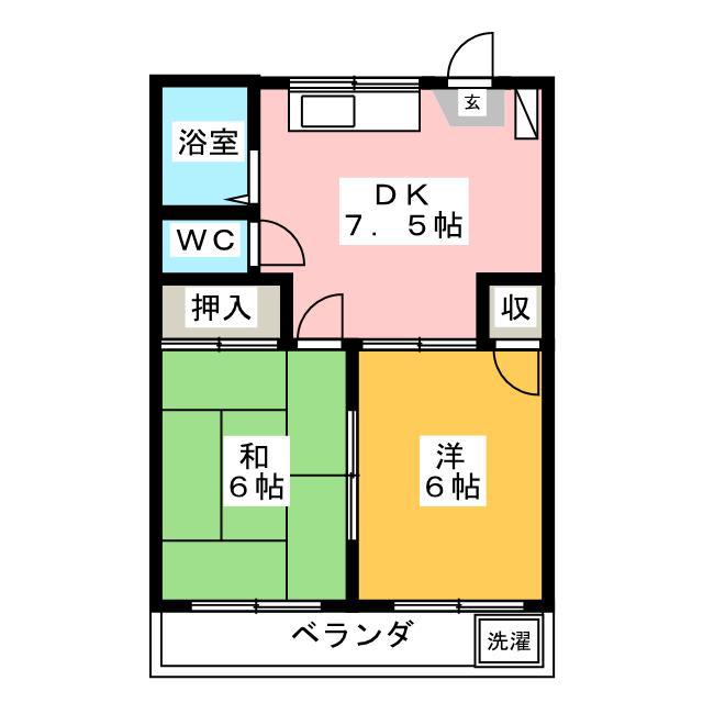 サンハイツ新堀(2DK/2階)の間取り写真