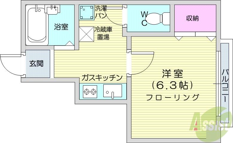 ハウス和輿(1K/1階)の間取り写真
