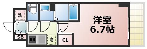 IWR大阪CREST TAPP(1K/2階)の間取り写真