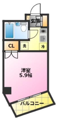 レジデンツア元住吉(1K/1階)の間取り写真
