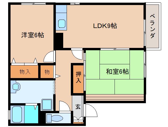 シャルムフルーレB(2LDK/2階)の間取り写真