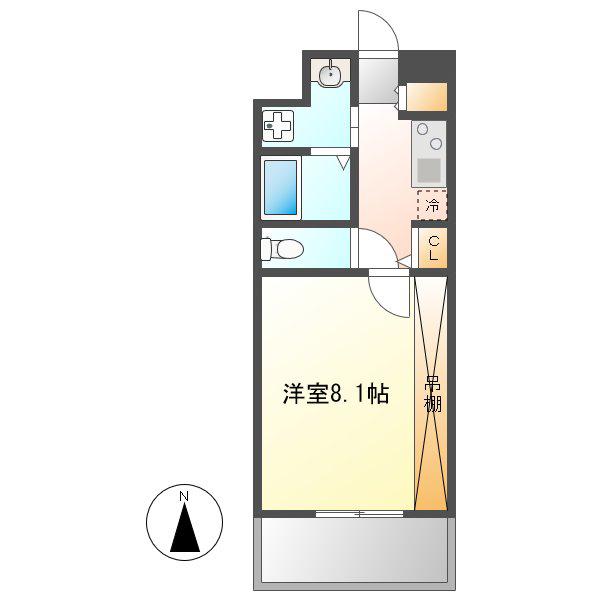 アビタシオン名駅南(1K/7階)の間取り写真