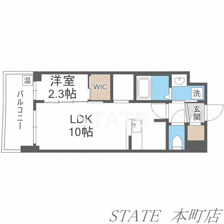 セレニテ本町東リアン(1LDK/7階)の間取り写真