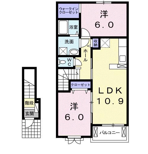 アンジュ・ココ(2LDK/2階)の間取り写真
