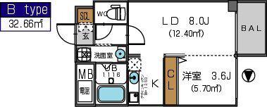 ザパーククロス阿波座(1LDK/10階)の間取り写真