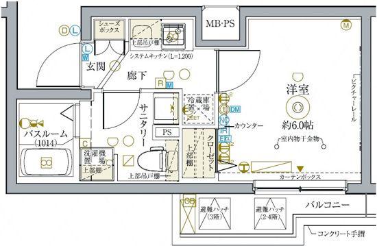 クレヴィスタ新小岩(1K/4階)の間取り写真