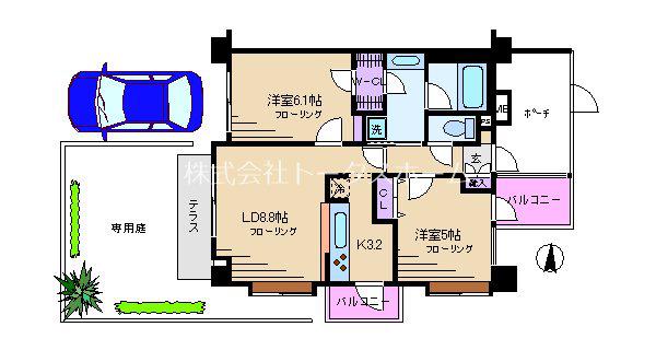 コンポーゼ池袋(2LDK/1階)の間取り写真