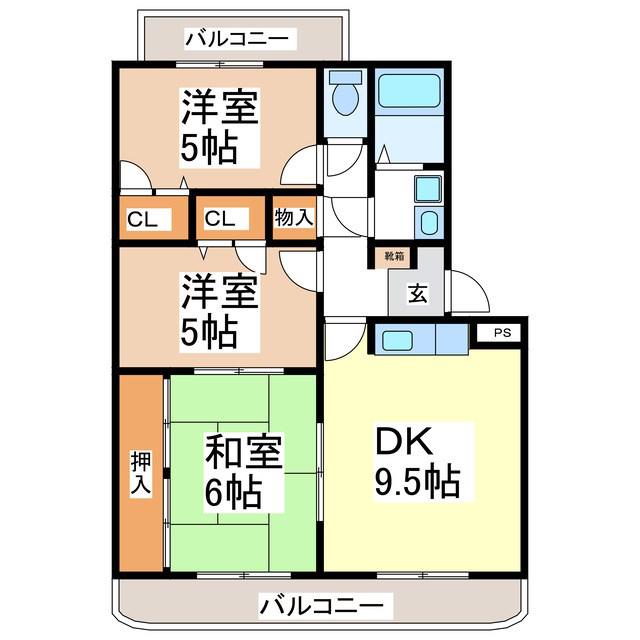 コンフォート北澤(3DK/2階)の間取り写真