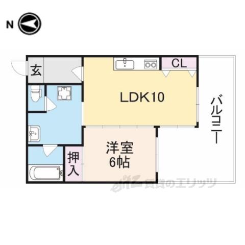 片岡山荘(1LDK/6階)の間取り写真