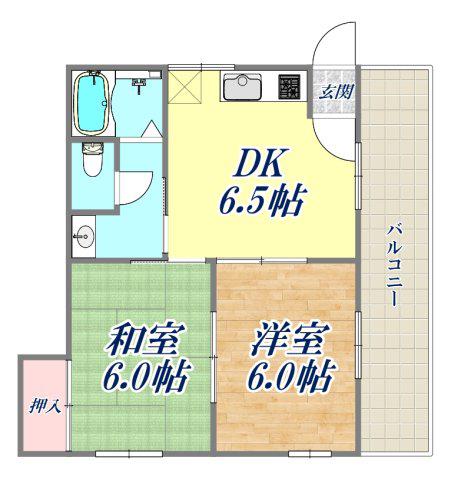 ハイツ桜ヶ丘Ⅱ(2DK/3階)の間取り写真