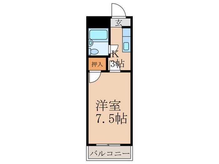 グレースヴィラ小波瀬(1K/3階)の間取り写真
