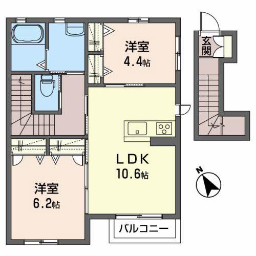 シャーメゾンKEII(2LDK/2階)の間取り写真
