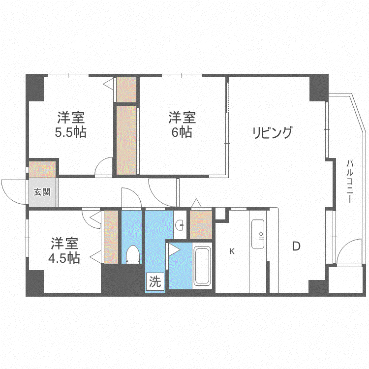 エスクロー澄川(3LDK/2階)の間取り写真