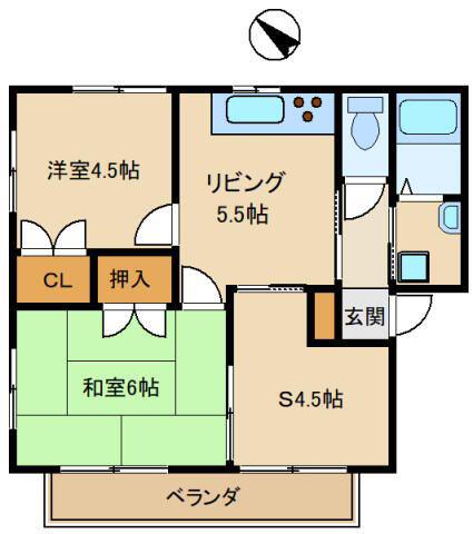 プロスペリティ行田(3DK/1階)の間取り写真
