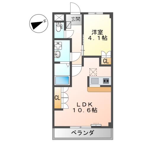 サンキャッスル(1LDK/1階)の間取り写真