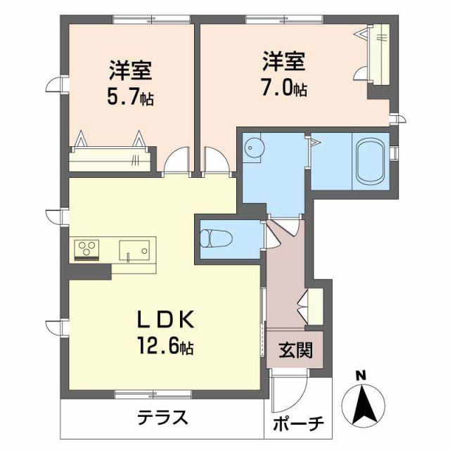 シャーメゾンLIFE(2LDK/1階)の間取り写真