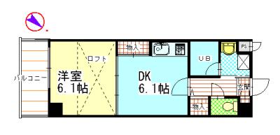 ピュア三軒茶屋(1DK/3階)の間取り写真